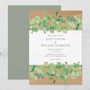 Rustic Greenery Eucalyptus Garland Wedding Invitation