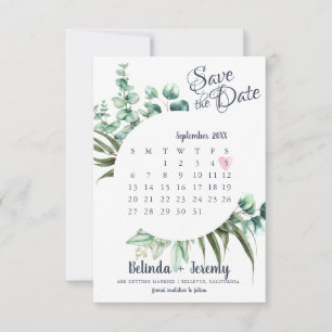 Rustic Greenery Eucalyptus Save The Date Calendar