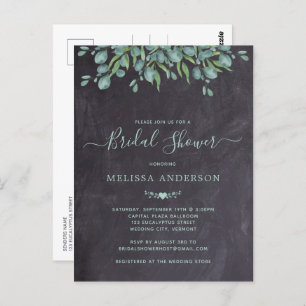 Rustic Greenery Eucalyptus Slate Bridal Shower  Postcard