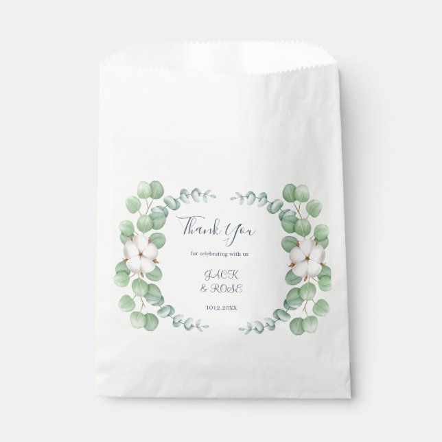 Rustic Greenery Eucalyptus Summer Wedding.  Favour Bags (Front)