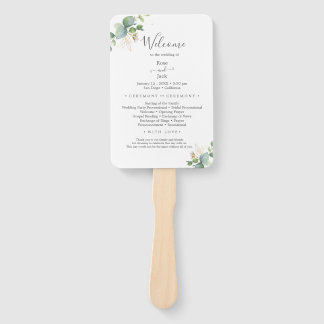 Rustic Greenery Eucalyptus Summer Wedding. Hand Fan
