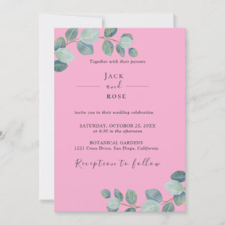  Rustic Greenery Eucalyptus Summer Wedding.  Invitation