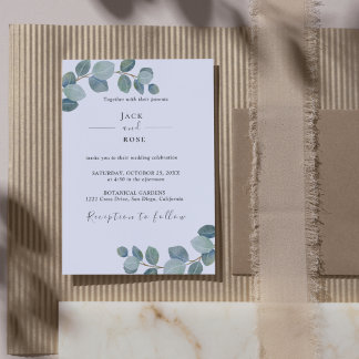  Rustic Greenery Eucalyptus Summer Wedding.  Invitation
