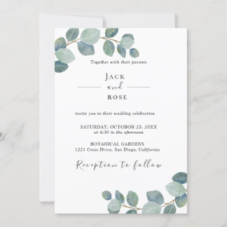  Rustic Greenery Eucalyptus Summer Wedding.  Invitation