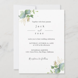   Rustic Greenery Eucalyptus Summer Wedding.  Invitation