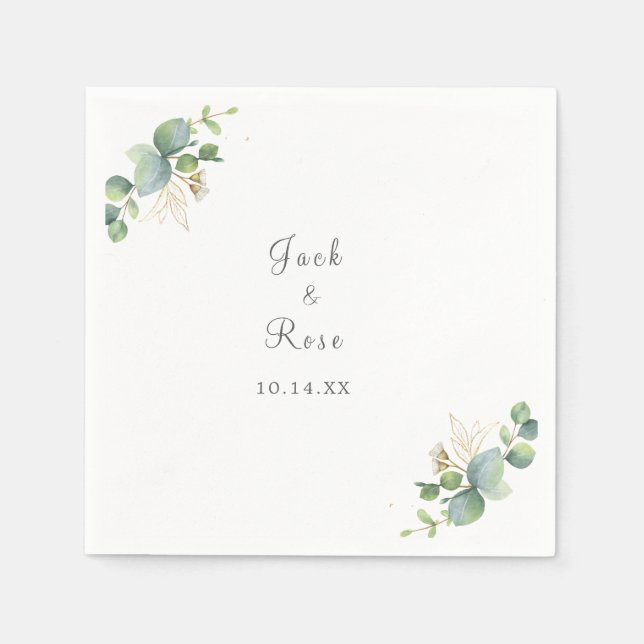   Rustic Greenery Eucalyptus Summer Wedding.  Napkin (Front)