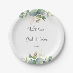   Rustic Greenery Eucalyptus Summer Wedding.  Paper Plate