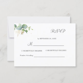   Rustic Greenery Eucalyptus Summer Wedding.  RSVP Card
