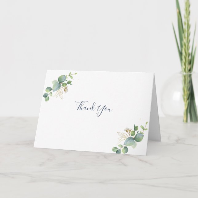  Rustic Greenery Eucalyptus Summer Wedding.  Thank You Card (Front)
