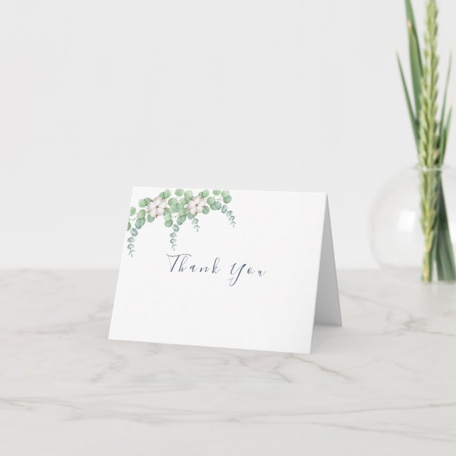 Rustic Greenery Eucalyptus Summer Wedding.  Thank You Card (Front)