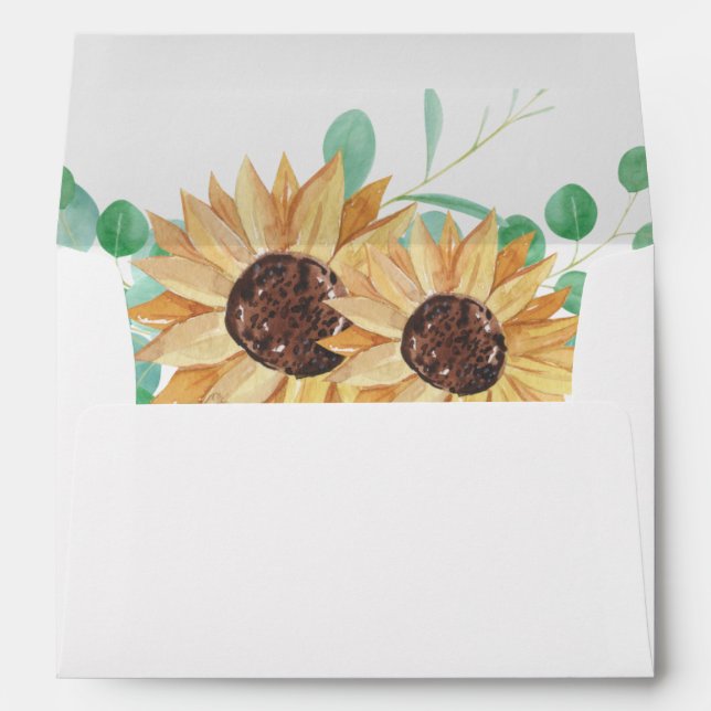 Rustic greenery eucalyptus sunflowers Wedding Envelope (Back (Bottom))