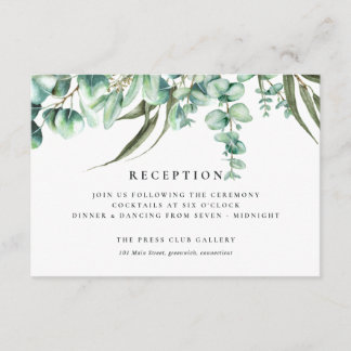 Rustic Greenery Eucalyptus Watercolor Reception Enclosure Card