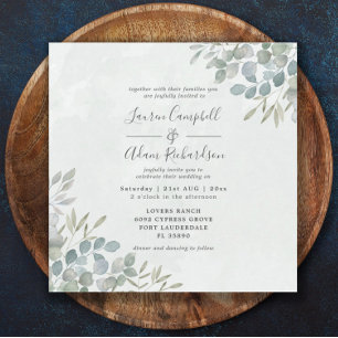 Rustic Greenery Eucalyptus Watercolor Wedding  Invitation