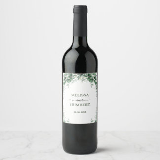 Rustic Greenery Eucalyptus Wreath Foliage Wedding Wine Label