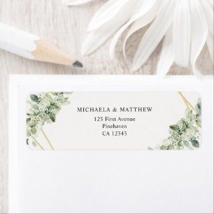 Rustic Greenery Faux Gold Wedding Return Address