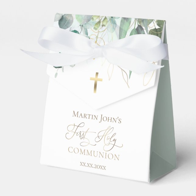 rustic greenery First Communion Favour Box (Front Side)