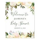 Rustic Greenery Floral Baby Shower Welcome Sign
