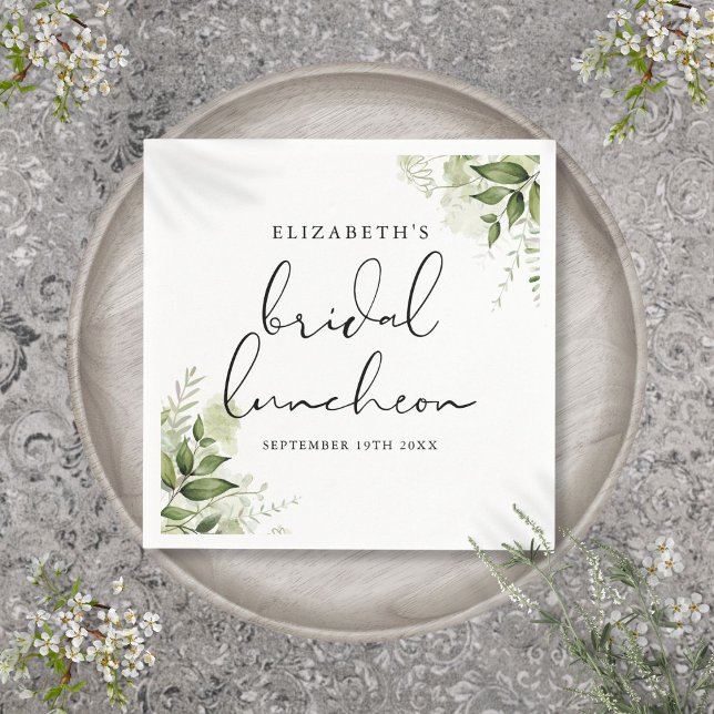 Rustic Greenery Floral Elegant Bridal Luncheon Napkin (Rustic Greenery Floral Elegant Bridal Luncheon Napkins)