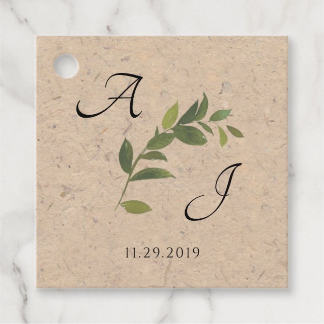 Rustic Greenery Floral Wedding Favour Tag (Front)