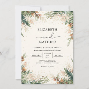 Rustic Greenery Floral Wedding Invitation