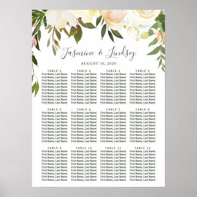 Rustic Greenery Floral Wedding Seating Chart (Front)