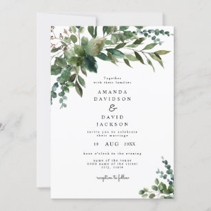Rustic Greenery Foliage Eucalyptus Garden Wedding Invitation