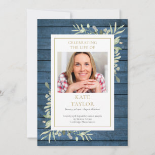Rustic Greenery Funeral Order Of Service Program Invitation