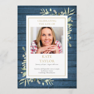 Rustic Greenery Funeral Order Of Service Program Programme