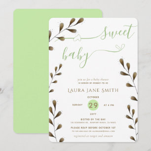Rustic Greenery Gender Neutral Sweet Baby Shower Invitation