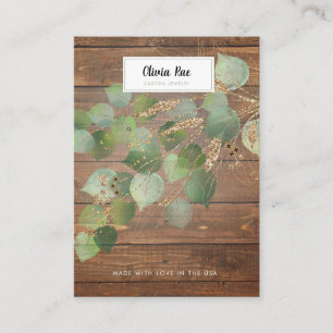 Rustic Greenery Gold Leaf Jewellery Display Card