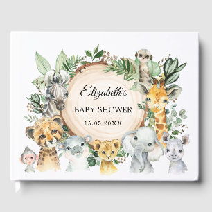 Rustic Greenery Jungle Safari Animals Baby Shower Guest Book