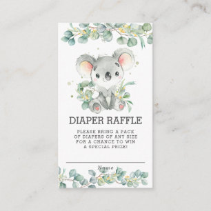 Rustic Greenery Koala Baby Shower Diaper Raffle Enclosure Card