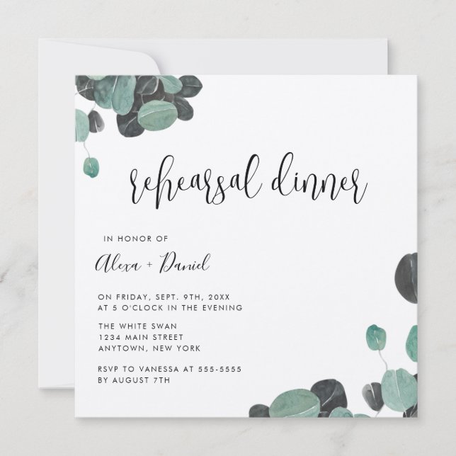 Rustic Greenery Kraft Rehearsal Dinner Invitation (Front)