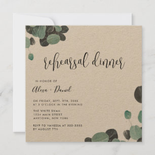 Rustic Greenery Kraft Rehearsal Dinner Invitation