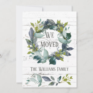 Rustic Greenery Laurel Wreath Family Moving Announcement