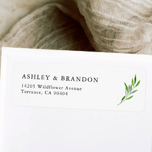 Rustic Greenery Leaf Wedding Return Address Label