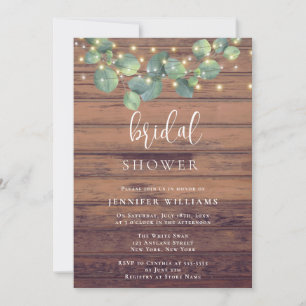 Rustic Greenery Lights Bridal Shower Invitation