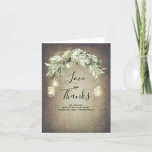 Rustic Greenery Mason Jars Wedding Thank You Card