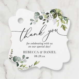 Rustic Greenery Monogram Wedding Thank You Favour Tags