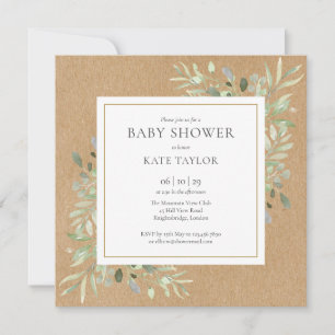 Rustic Greenery Neutral All One OnBaby Shower Invitation