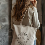 Rustic Greenery Personalised Bridesmaid Tote Bag<br><div class="desc">This cute rustic style bridesmaid tote bag with sketched greenery design elements and bridesmaid's name will be great for wedding thank you gifts or favours.</div>