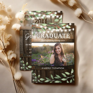 Rustic Greenery Photo 2025 Graduation Party Invitation
