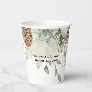 Rustic Greenery & Pinecones Paper Cups