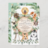 Rustic Greenery Puppy Dogs Boy Baby Shower