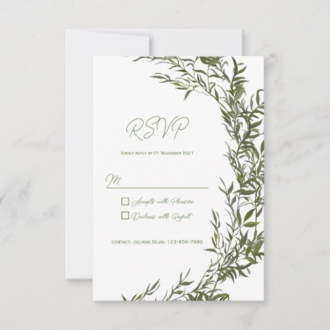 Rustic Greenery RSVP Card Invitation (Front)