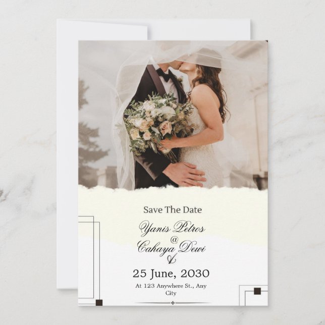 Rustic Greenery Save the Date Wedding Invite (Front)