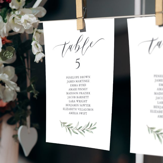Rustic greenery script table number seating chart (Rustic greenery script table number seating chart)