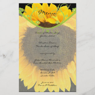 Rustic Greenery Sunflower Barn Wedding Menu