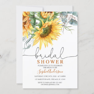 Rustic Greenery Sunflower Bridal Shower Invitation