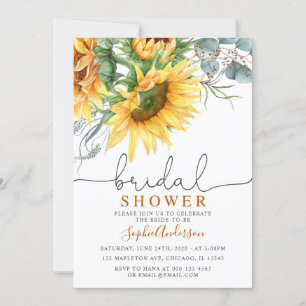Rustic Greenery Sunflower Bridal Shower Invitation